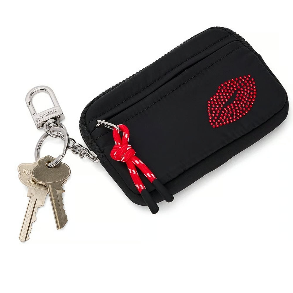PINK VS Zip Card Holder Keychain. Black. - Picture 2 of 9
